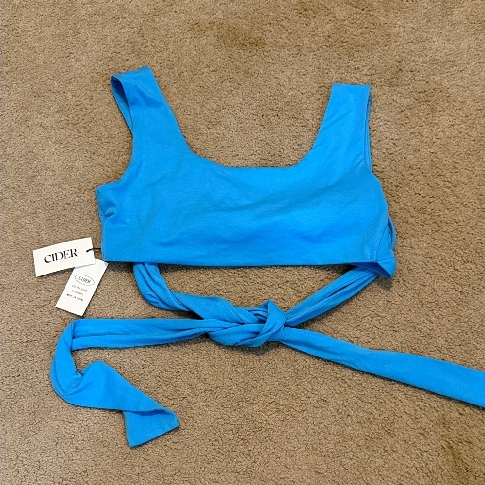 Cider Vibrant Blue Tie-Front Tank Top